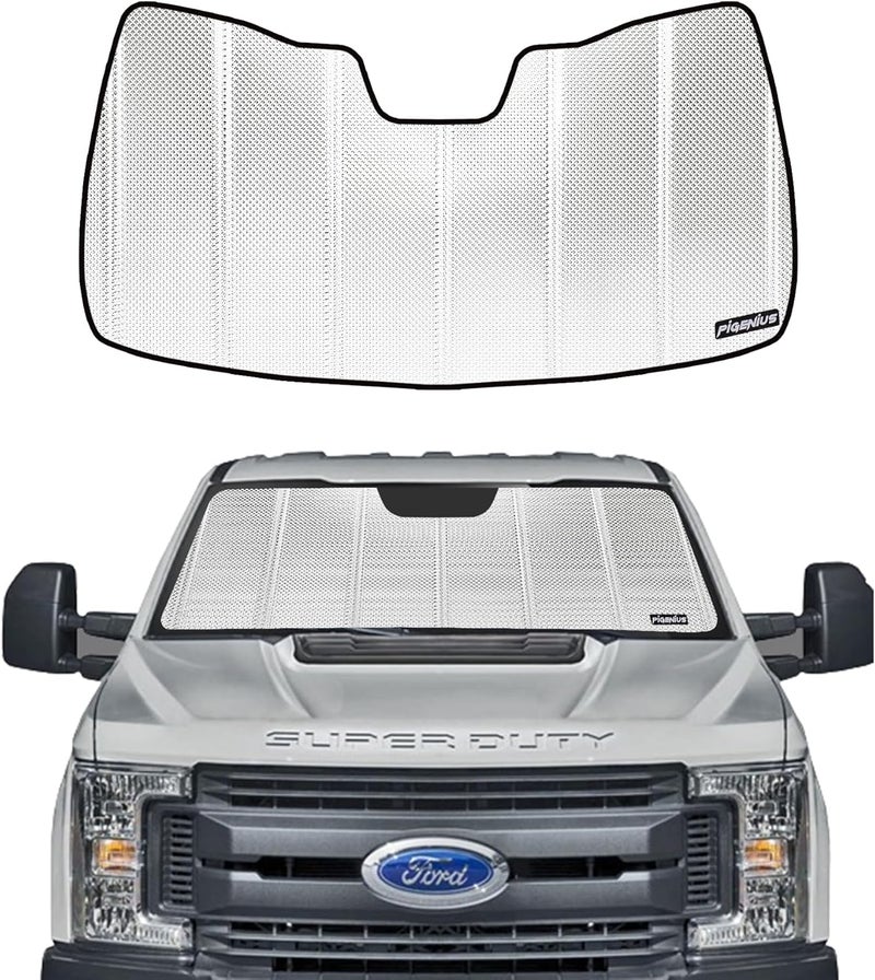 Pigenius Windshield Sun Shade for Ford F150 2021-2025. Reflective Aluminum Film Front Window Sunshade B - Image 1